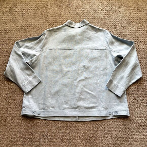 Relativity Woman 100% Linen Long Sleeve Button Down Shirt Women's 3X Light Blue - Picture 5 of 7